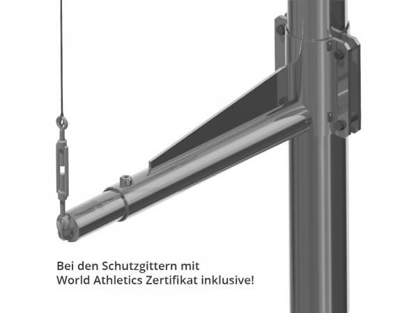 Einfaches Schutzgitter "Silber", wahlweise mit WA-Zertifikat, für Hammer- und Diskuswurf, 7 auf 10 Meter