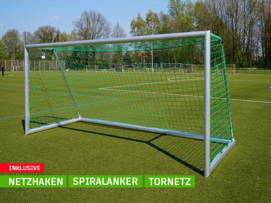 Einfaches Kleinfeld-Fußballtor mit den Maßen 3,00 x 2,00 m, in zerlegbarer Bauweise.